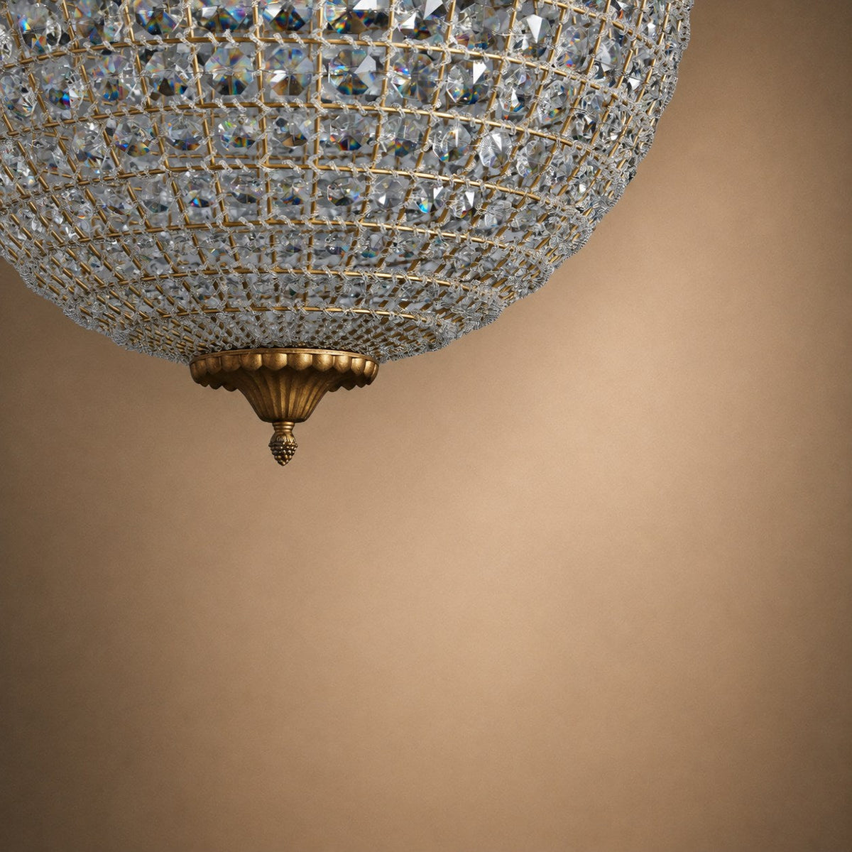 Antique Brass Crystal Round Chandelier