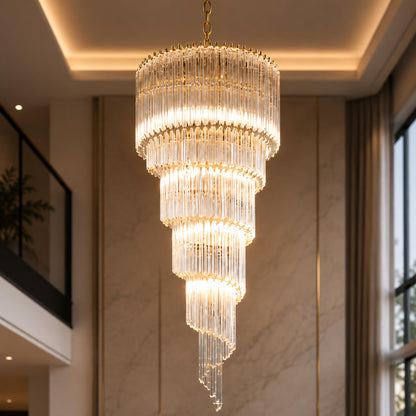 Clear Glass Chandelier Hanging LED Light Fixture