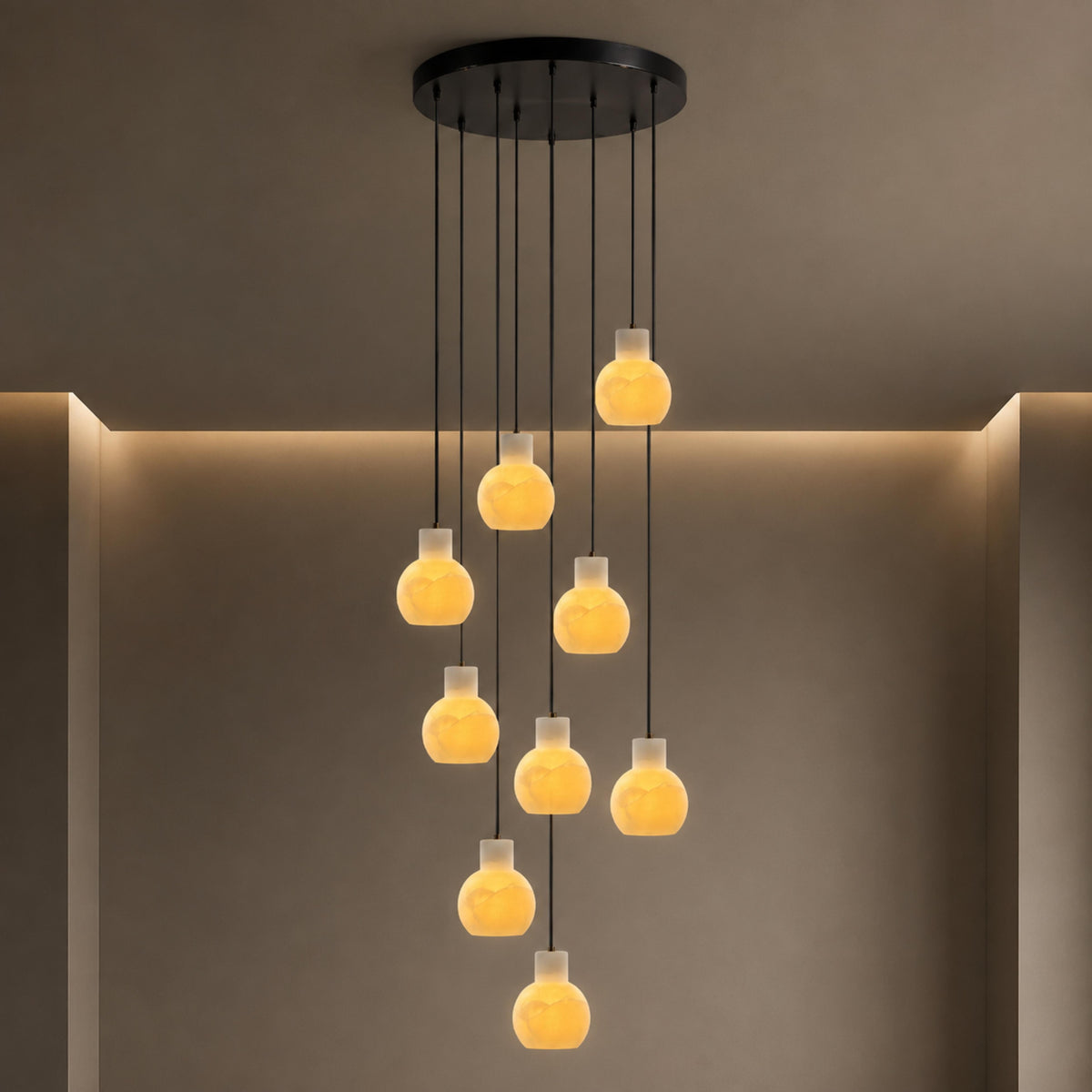 Alabaster Chandelier Hanging LED Light Fixture