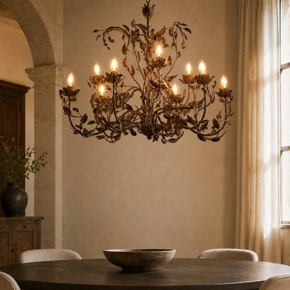 Luxury Crystal Leaf Round Chandelier