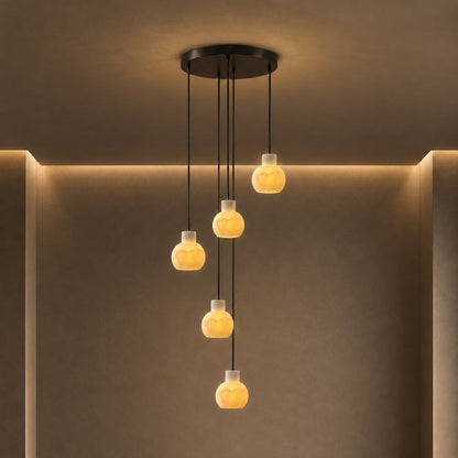 Alabaster Chandelier Hanging LED Light Fixture