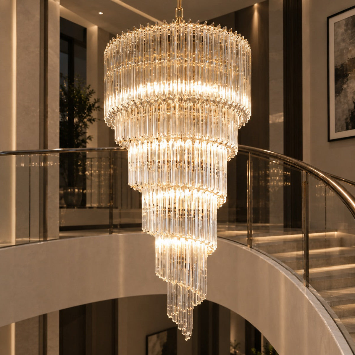 Clear Glass Chandelier Hanging LED Light Fixture