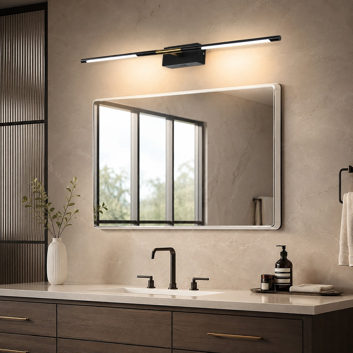 Electroplated Black LED Vanity Bar 60cm/100cm Gold Accent Mirror Light