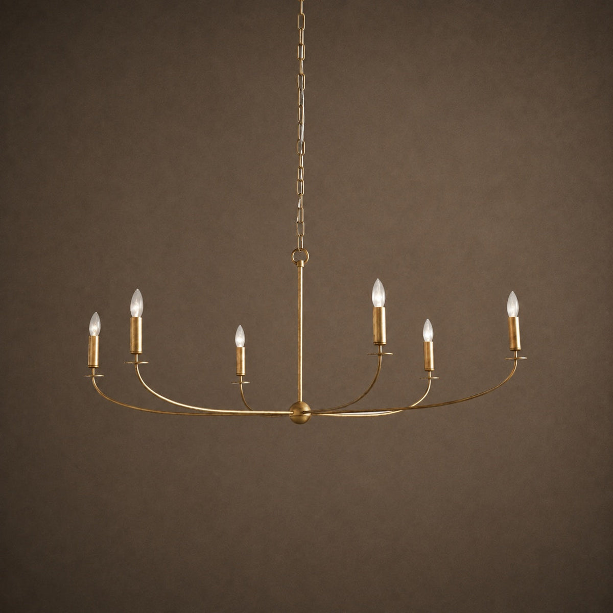 Large Antique Gold Leaf Round Chandelier