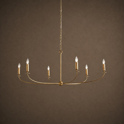 Large Antique Gold Leaf Round Chandelier