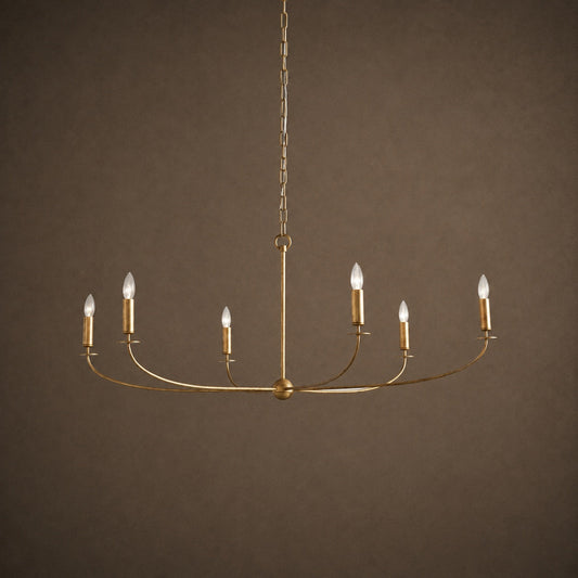 Large Antique Gold Leaf Round Chandelier