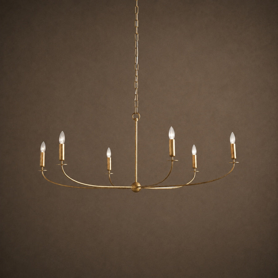 Large Antique Gold Leaf Round Chandelier