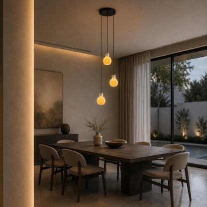 Alabaster Chandelier Hanging LED Light Fixture
