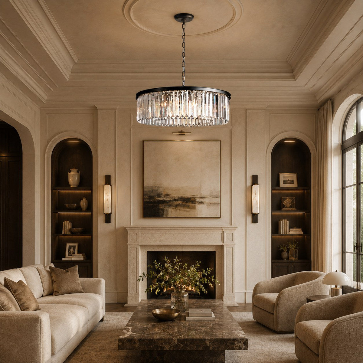 Large 84cm Round K9 Crystal Chandelier