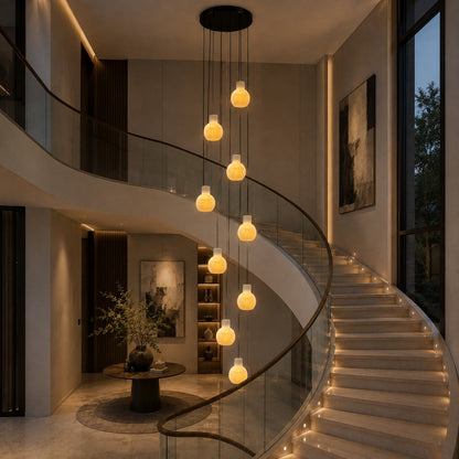 Alabaster Chandelier Hanging LED Light Fixture