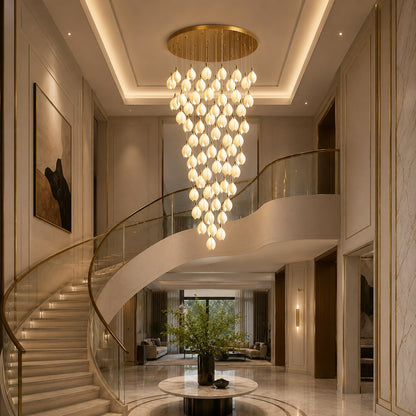 Ceramic Petal Chandelier Gold 7-64 Light LED