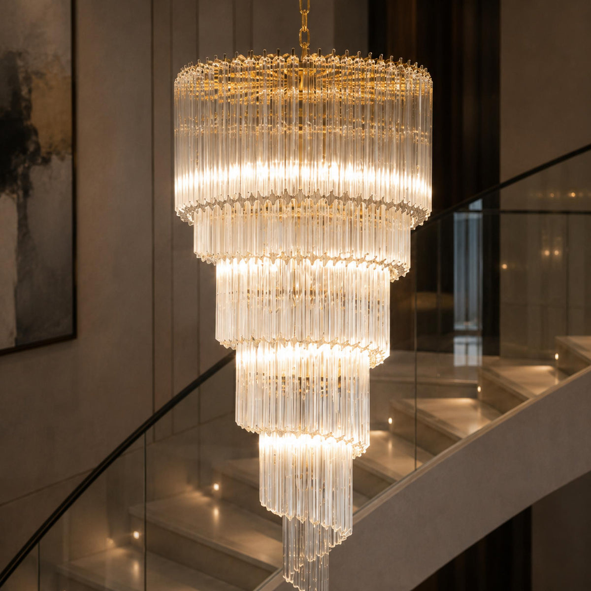 Clear Glass Chandelier Hanging LED Light Fixture