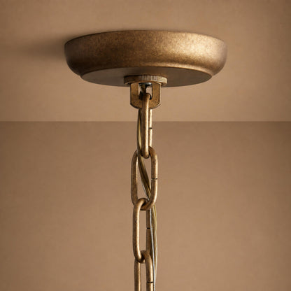 Antique Brass Crystal Round Chandelier