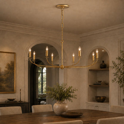 Large Antique Gold Leaf Round Chandelier
