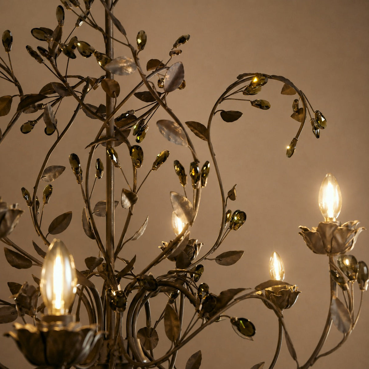 Luxury Crystal Leaf Round Chandelier