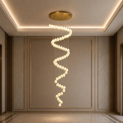 Ceramic Petal Chandelier Gold 7-64 Light LED