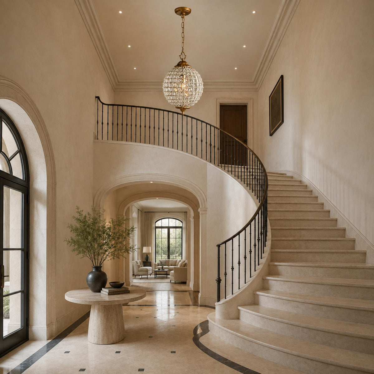 Antique Brass Crystal Round Chandelier