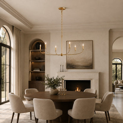 Large Antique Gold Leaf Round Chandelier