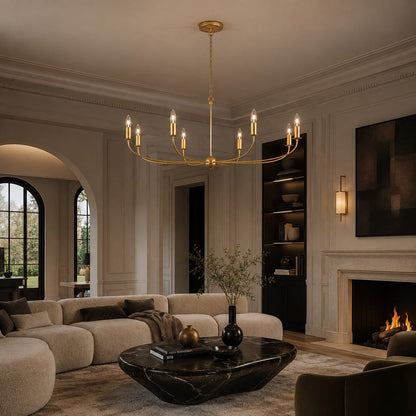 Large Antique Gold Leaf Round Chandelier