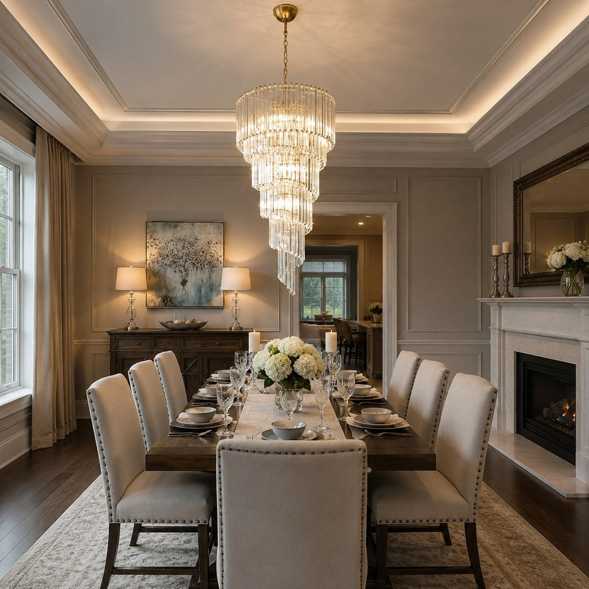 Clear Glass Chandelier Hanging LED Light Fixture