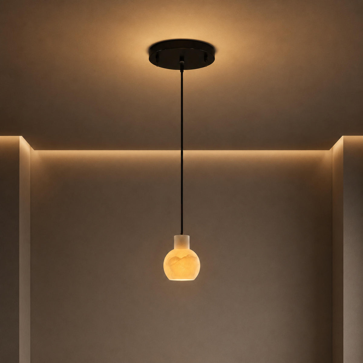 Alabaster Chandelier Hanging LED Light Fixture