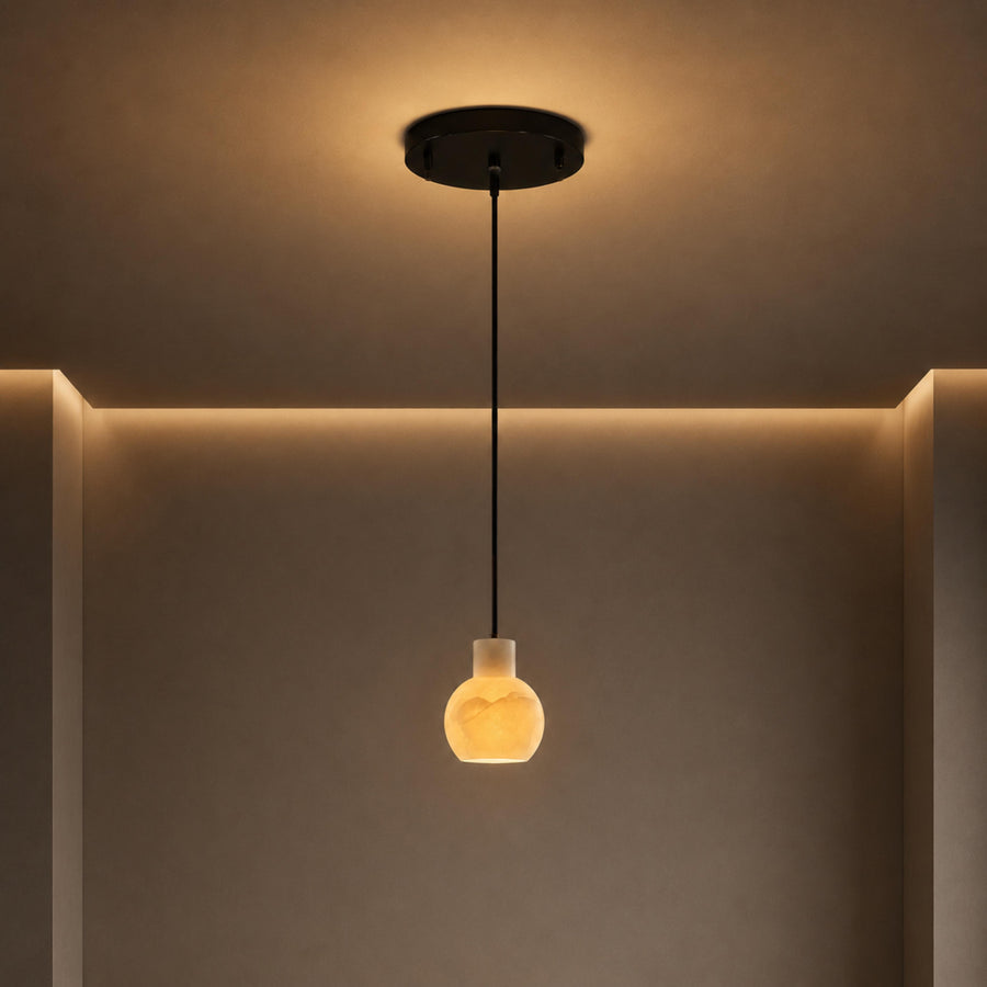 Alabaster Chandelier Hanging LED Light Fixture