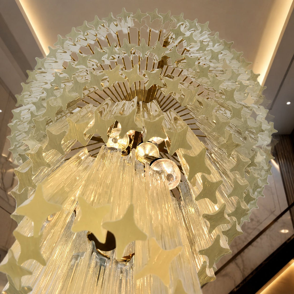 Clear Glass Chandelier Hanging LED Light Fixture