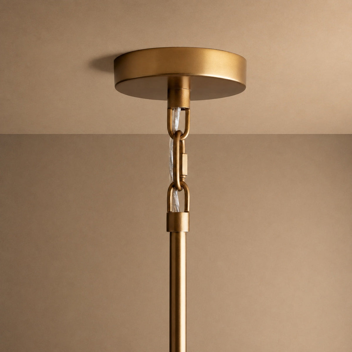 Large Round Chandelier with Off-White Shades