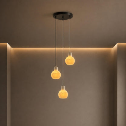 Alabaster Chandelier Hanging LED Light Fixture
