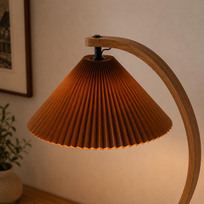 Beech Wood Floor Lamp Linen Shade Adjustable Farmhouse
