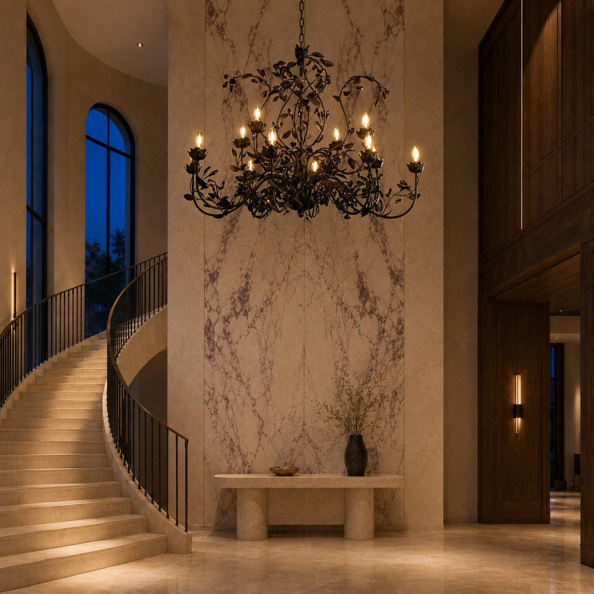 Luxury Crystal Leaf Round Chandelier