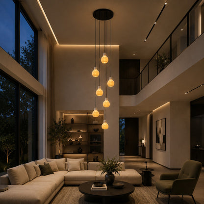 Alabaster Chandelier Hanging LED Light Fixture