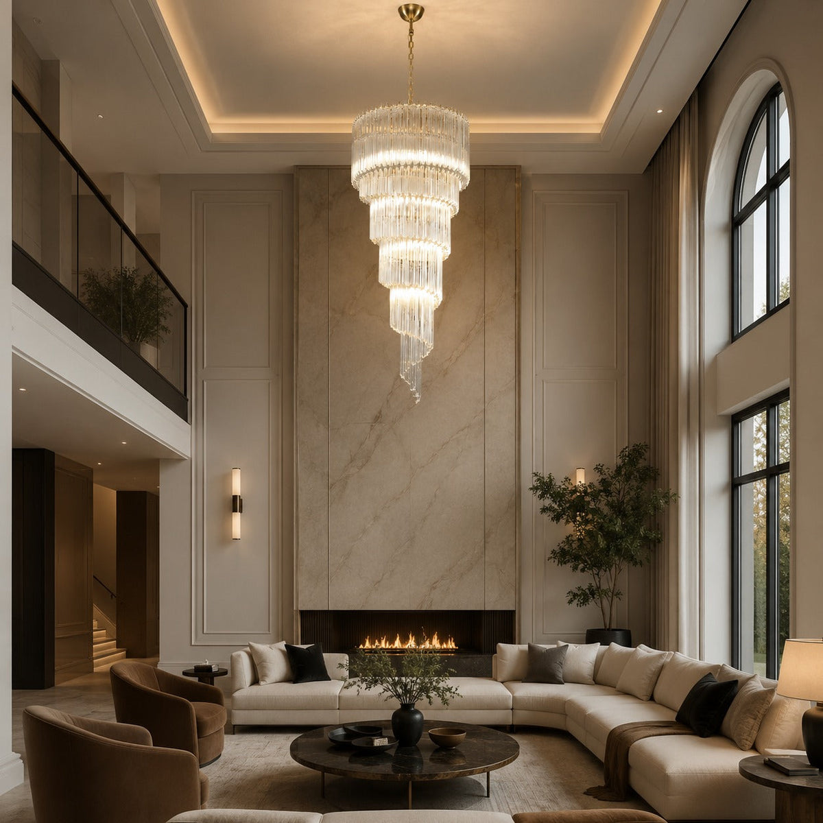 Clear Glass Chandelier Hanging LED Light Fixture