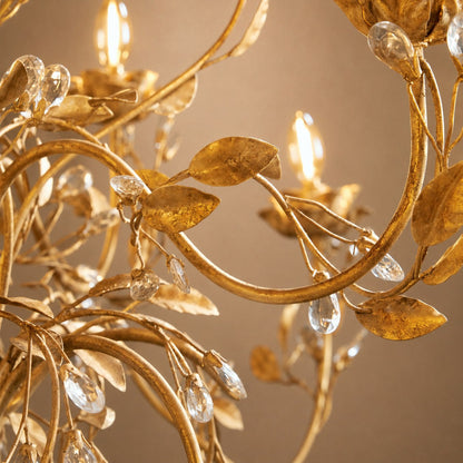 Luxury Crystal Leaf Round Chandelier