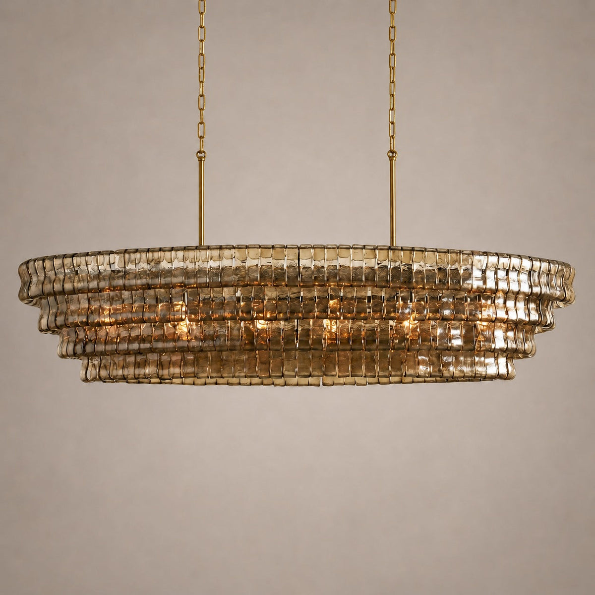 Oval Steel Chandelier Adjustable Hanging LED Light