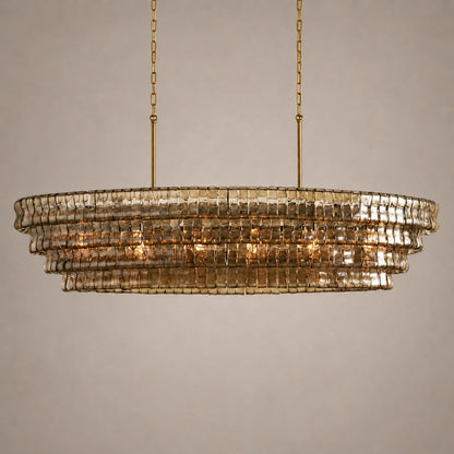 Oval Steel Chandelier Adjustable Hanging LED Light