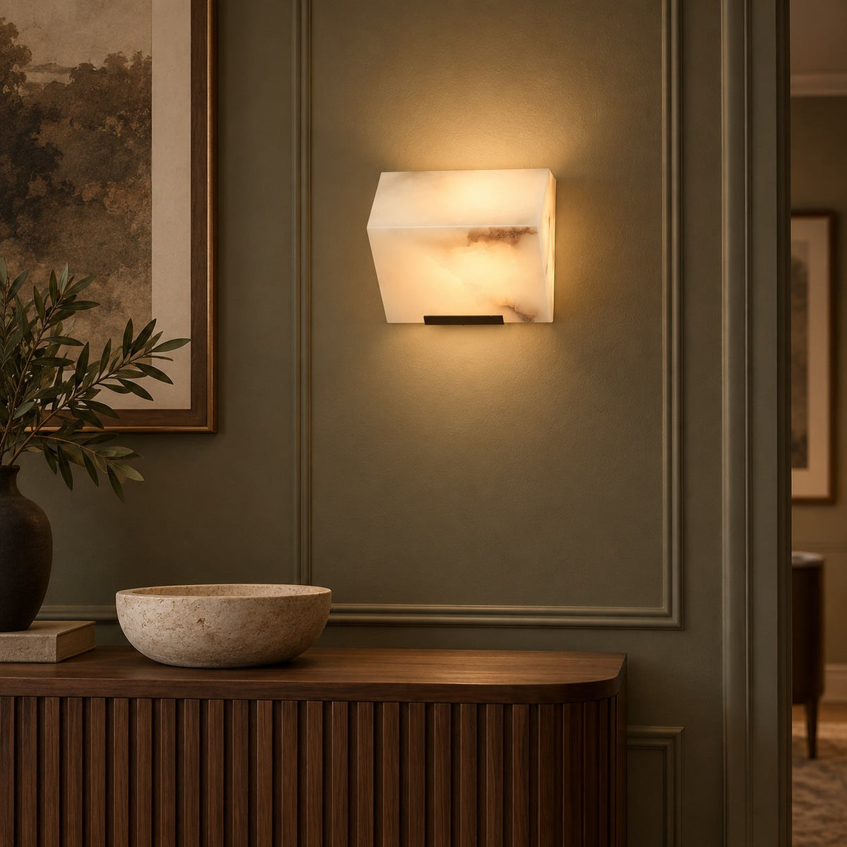 Stepped Alabaster Wall Light LED Wall Mounted Sconce