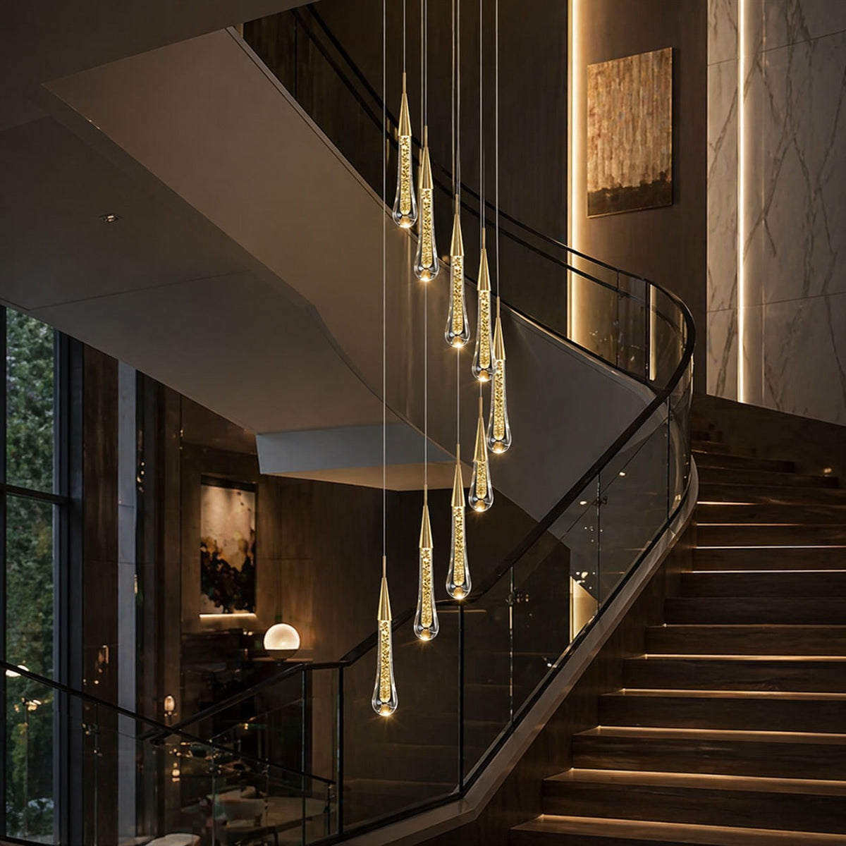 Long Crystal Chandelier Aluminium 1-48 Head LED