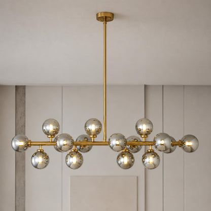 Linear Gold Frosted Glass Chandelier 16-Light LED