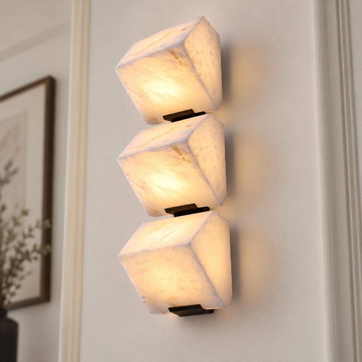 Stepped Alabaster Wall Light LED Wall Mounted Sconce