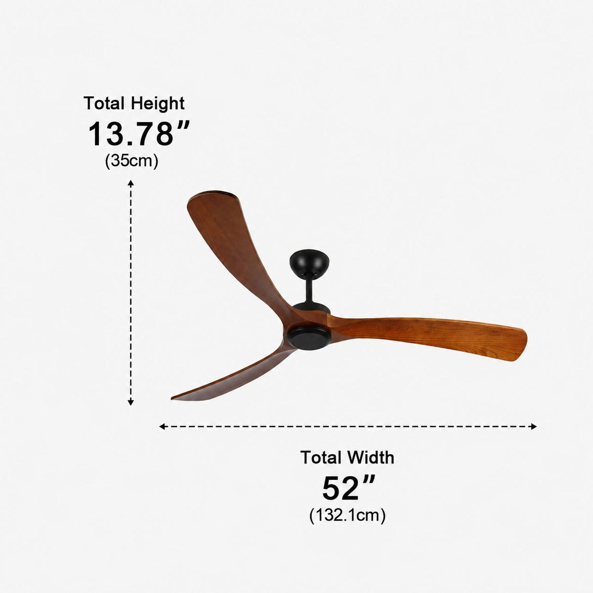 Walnut Wood Blade Outdoor Ceiling Fan IP65 Waterproof 6 Speed 105 to 152 cm