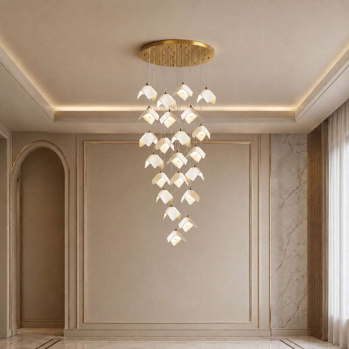 Gold Metal Chandelier Ceiling Light Adjustable LED