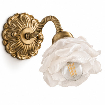 Rose Glass Wall Light Brass Sconce Decorative LED
