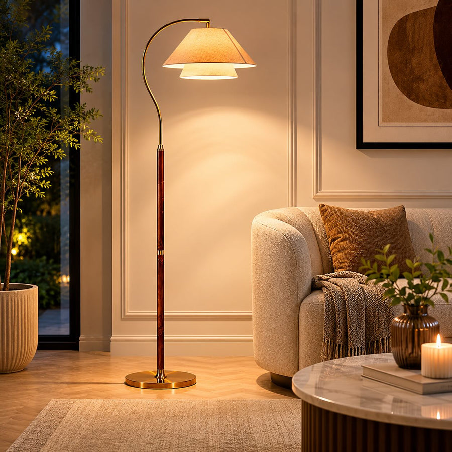 Black Metal Floor Lamp Energy-Efficient LED Adjustable