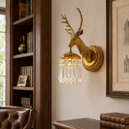Antler Wall Light Crystal Metal LED Adjustable Sconce