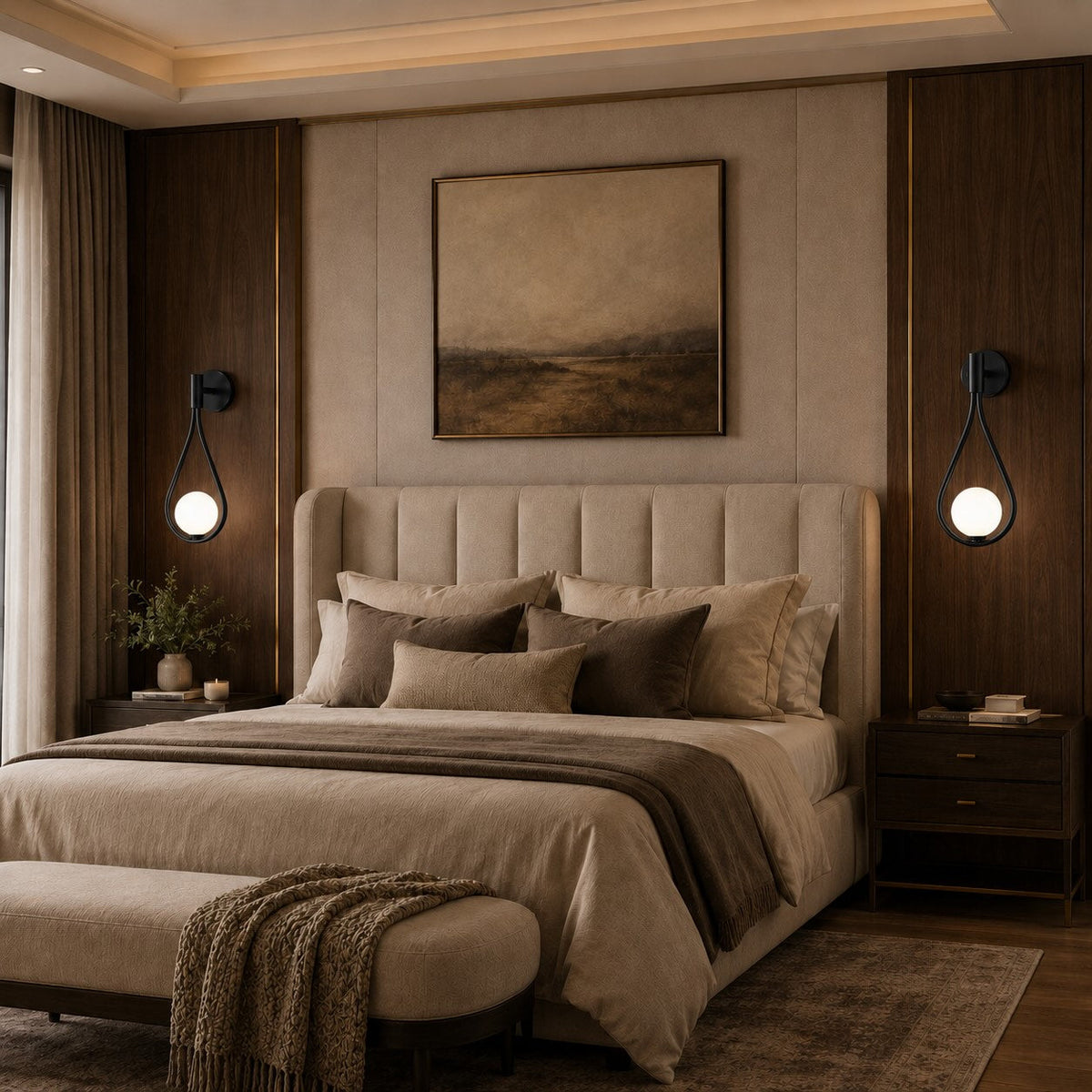 Brass Wall Light Glass Shade Adjustable LED Sconce