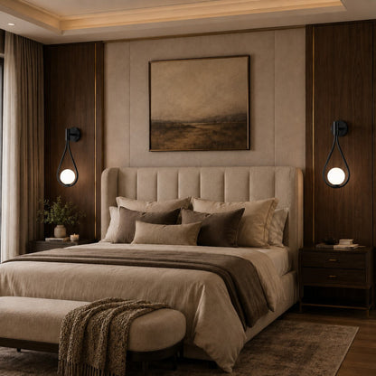 Brass Wall Light Glass Shade Adjustable LED Sconce