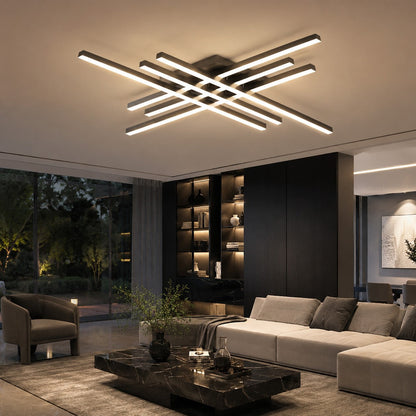 Long Strip LED Ceiling Light Iron Acrylic Adjustable Dimmable White or Black