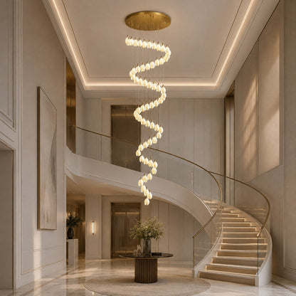 Ceramic Petal Chandelier Gold 7-64 Light LED