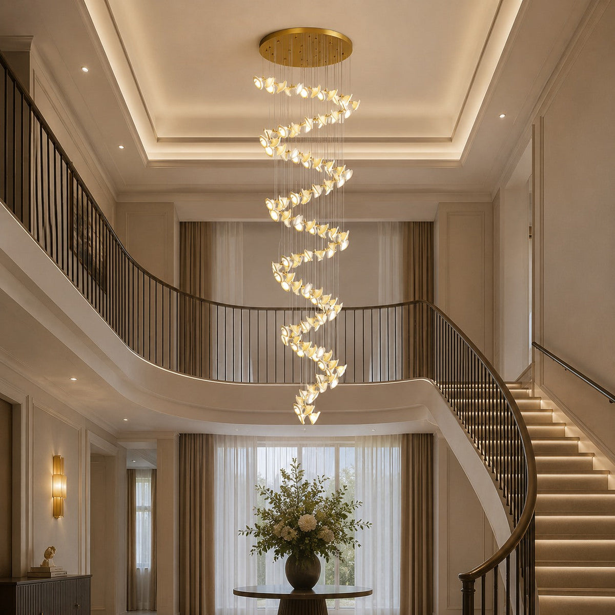 Double Horn Iron Chandelier Ceiling Light LED
